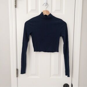 Aerie Dark Blue Long Sleeve Crop Top